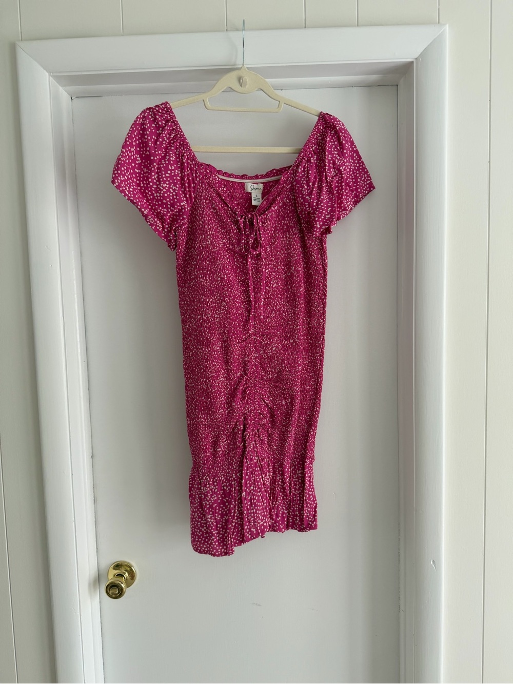 Fuchsia Pink Short Sleeve Tie-Front Dress